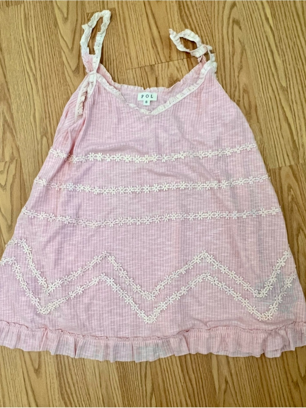 POL Pink Lace-Trim Tank Top